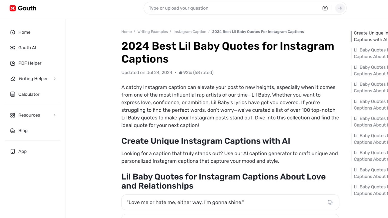 Generate Instagram-Worthy Lil Baby Quotes Instantly with Gauth